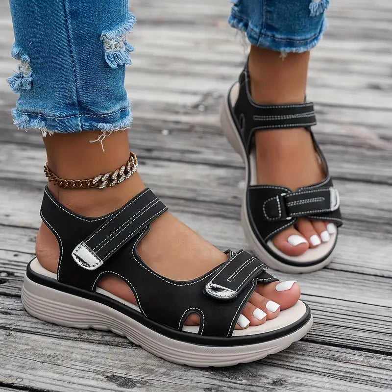 Alia™ - Bekväma sandaler med kilklack och ankelsnodd